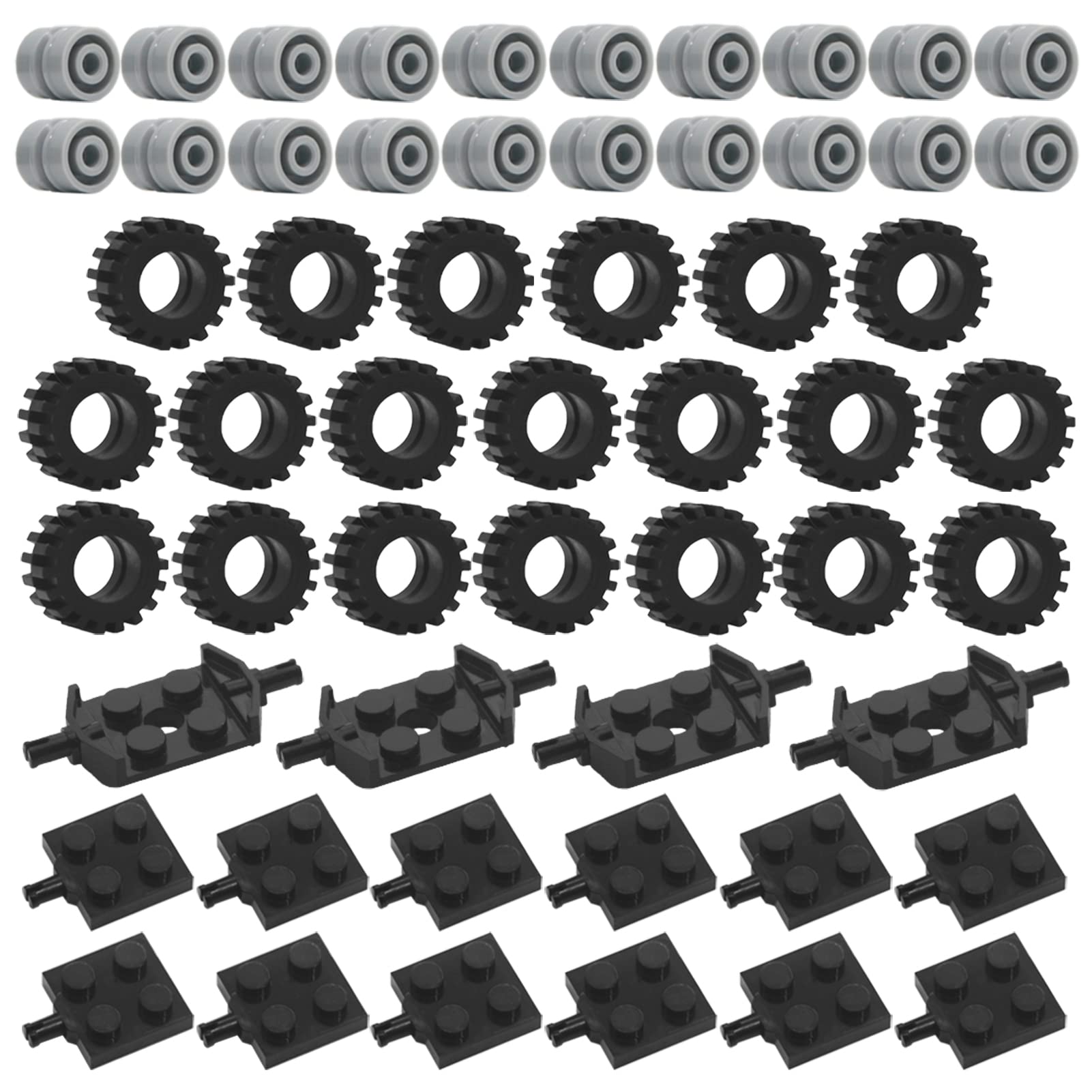 Tires Wheels and Axles Sets - 56 Pieces Brick Accessories Basic Classic Building Block Toys,Car Truck Wheels Parts