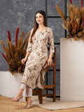 Anni Designer Women'S Cotton Blend Straight Printed Kurta With Pant (Bhutam Beige_M_Beige_Medium),Beige,M,,,