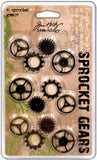 Metal Sprocket Gears by Tim Holtz Ideaology, 12 per Pack, Various Sizes, Antique Finishes, TH92691