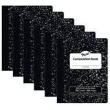 Pacon Composition Book, Black Marble, 3/8inch Ruled w/Margin, 93/4inch x 71/2inch, 100 Sheets Per Book, Pack of 6
