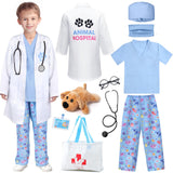 G.C Kids Veterinarian Costume Toddler Doctor Kit Scrubs Doctor Vet Costume Play Set Boys Girls Halloween Dress Up Career Day (Bl