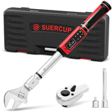 SUERCUP Adjustable Digital Torque Wrench 1.5-99.6Ft.Lb/2-135N.m,14x18 mm Open End Torque Wrench with 1/2 Drive Ratchet Head&42mm