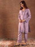 Libas Women Silk Blend Kurta Set (49314, Mauve, Xl
