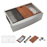 Mocoloo 36 Stainless Steel Farmhouse Kitchen Sink - 36x22 Farm Workstation Sink Apron Front 16 Gauge Single Bowl 10 Inch Deep Ha