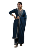 Libas Women'S Silk Blend Kurta Set (48578R_Teal