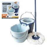 Casabella Clean Water Microfiber Spin Bucket and Mop System, Blue