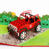 CUTE POPUP - Father's Day Card, Jeep Truck Pop Up Card, Pop Up Birthday Cards, Camping Pop Up Card for Boss, Son, Grandson, Jeep