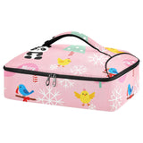 SyXIOP Insulated Casserole Carrier Bag Pink Merry Christmas Snowflake and