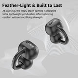 TOZO OpenEarRing True Open Ear Headphones, Lightweight Comfort Open Ear Clip Wireless Earbuds, 40H Play Bluetooth 5.4 Headphones