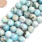 GEM-Inside Blue Hemimorphite Gemstone Loose Beads 12mm Round Crystal Energy Stone Power for Jewelry Making 15