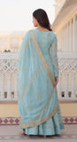Wedani Georgette Sequins Embroidery Work Anarkali Kurta Set For Women (In Alpha M Regular Sky Blue),SKY BLUE,M,Georgette,anarkali,