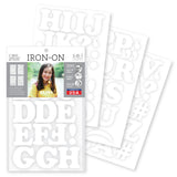 S.E.I 2Inch Ironon Tshirt Letters, Chunky Letter Flock Heat Transfers, White