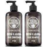 Viking Revolution Biotin Mens Shampoo and Conditioner Set - Eucalyptus Shampoo and Conditioner Set with Jojoba and Mint Oil - Pe