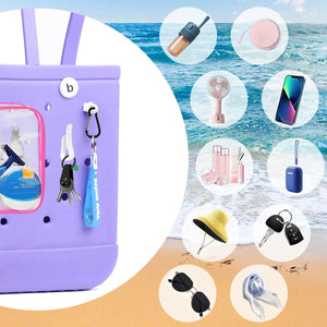 Everfunny 3 Packs Clear Bogg Beach Tote Bag with 2 Pack Insert Hooks Accessories for Bogg Bags Travel Makeup Clean Toiletry Brus