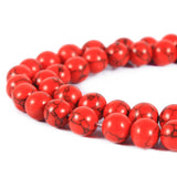 8mm Red Turquoise Beads Round Smooth Loose Beads for Jewelry Making Bracelet Necklace 15
