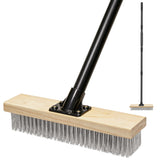 JEHONN Stainless Steel Wire Scrub Brush with 58inch Long Handle for Concrete