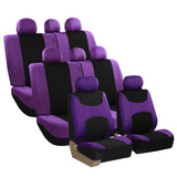 FH Group Automotive Seat Covers Light & Breezy Flat Cloth Seat Cover Three Row Set Purple, Airbag and Split Rear Car Seat Cover 