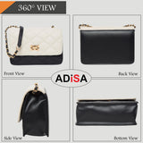 Adisa Women'S Girls Quilted Cross Body Sling Bag (Sl5075-Off White - Black),Off White - Black,,B09DZP2KM2