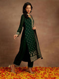 Libas Women'S Silk Blend Kurta Sets (48058_Bottle Green Green M