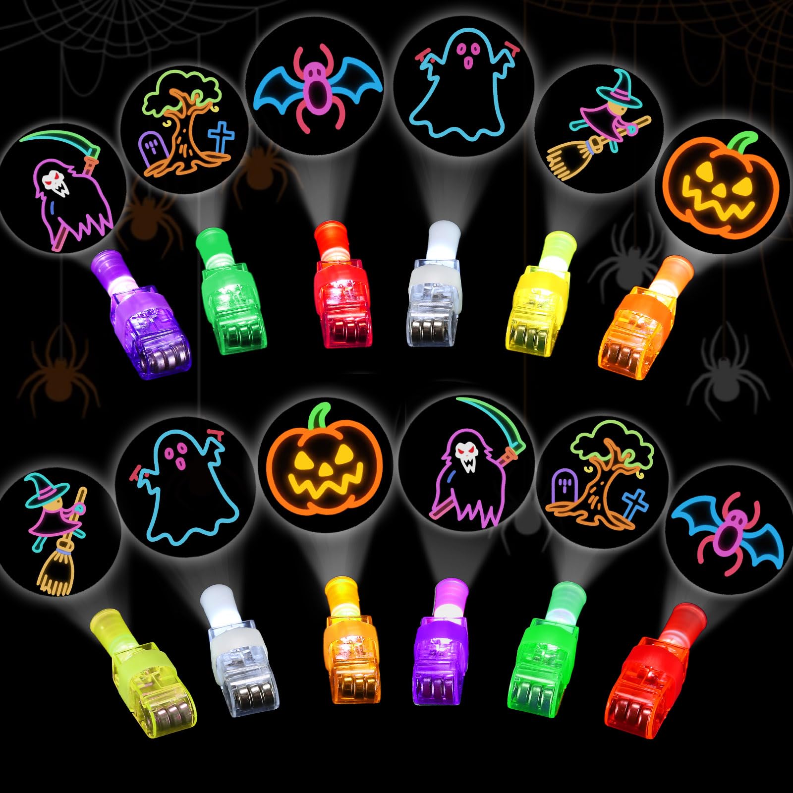 36PCS Halloween Light Up LED Finger Lights, Glow in the Dark Party Favors Toys Bulk for Halloween Goodie Bag Fillers, Trick or T