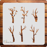 Kachi Pencil Tree Branches Stencils for Art, Craft and Painting, Size 6 x 6 inch Reusable Stencil for Painting, Fabric, Glass, W