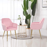 thksbought Set of 2 Velvet Dinning Chairs, Upholstered Accent Chairs with Gold Plating Legs for Living Room Chairs(Pink)