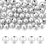 Chuyau 50pcs 6mm Silver Filled Spacer Beads for Jewelry Making Seamless Smooth Metal Brass Beads for DIY Bracelets Necklace Earr