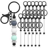 Tondiamo 12 Pcs Beadable Keychains Bars Bulk Blank Beaded Metal Keychain for Craft DIY Gift(Black)