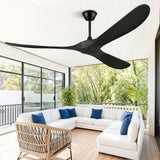 BOOSANT 72 Outdoor Ceiling Fans for Patios, Matte Black Ceiling Fans Without Lights, 3 Blades Wood Ceiling Fan with No Light by 