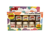 Polo Acrylic Pastel Colours Paint Set 10 Shades | Artist Quality Smooth & Vibrant Acrylic Paints | Includes Free Shaped Canvas