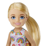 Barbie Chelsea Doll (Blonde) Wearing Rainbow-Print Dress And Yellow Shoes, Toy For Kids Ages 3 Years Old & Up