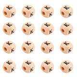 KISSITTY 100pcs Letter K Wood Beads for Key Chains Cube Wooden Beads 10mm Large Hole Natural Square Alphabet Wooden Loose Beads 