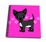 3dRose db_12081_2 Cute Black Chihuahua Pink Pawprint BackgroundMemory Book, 12 by 12Inch