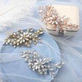Unsutuo Crystal Bride Wedding Hair Comb Silver Rhinestone Flower Bridal Hair Pieces Pearl Wedding Hair Accessories for Women and