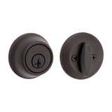 Kwikset 660 Deadbolt Lock, Venetian Bronze Round Exterior Keyed Front Entry Door, Pick Resistant SmartKey Rekey Security, Single
