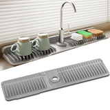SOCORIA Faucet Mat for Kitchen Sink, 24 Inch Longer Silicone Sink Splash Guard, 7Slope Fast Self-draining, Fast Drying Tidy Fauc