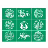 Small Christmas Reusable Self-Adhesive Silk Screen Stencil - Xmas Winter Mesh Transfers for Holiday Coffee Bar, Office, Indoor O
