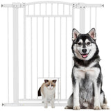 PawHut Pet Gate Indoor with Cat Door, 30-41 Dog Gate, Extra Wide Walk Through Puppy Gate, 3-Inch and 5.5-Inch Extension Kits, Pr