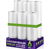 CAREGY Food Vacuum Sealer Rolls Bags 6 Pack 3 Rolls 8 x 20 and 3 Rolls 11x 20 Commercial Grade BPA Free Bag Rolls Embossed