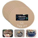 Eduway 6 Inch Round Mdf Board For Mandala, Lippan, Resin Art & Craft, 4Mm Thick,Pof 8 Premium Cardboard Material For Artists, Ar