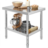 DWVO 30x24in Stainless Steel Table, NSF Metal Prep Worktable with Adjustable Shelf for Kitchen Restaurant Hotel Garage Warehouse