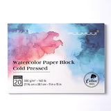 Watercolor Paper Block 11x15 Inch, Fuumuui 100% Cotton Watercolor Paper Pad of 20 Sheets, 140lb/300gsm, Acid-Free Cold Pressed A