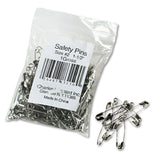 Charles Leonard Safety Pins, 1.5 Inches, Silver, 144/Box (83150)
