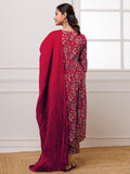 Gosriki Women'S Cotton Blend Anarkali Printed Kurta With Pant & Dupatta (Dabu Red-Gs_L_Red_Large),Red,,B0D9WFCYZY