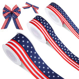 Whaline 3 Rolls July 4th Patriotic Grosgrain Ribbon USA Flag Fabric Ribbons White Blue Red Star Stripe Wrapping Ribbons for Inde
