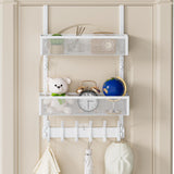 Aimeaihe Over The Door Hooks Organizer, Over Door Storage with 12 Coat Hooks and 2 Mesh Basket, Bathroom Door Organizer Towel Ra