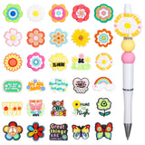 JarThenaAMCS 30Pcs Spring Silicone Bead Set Floral Spacer Beads Cute Flower Butterfly Loose Rubber Beads for DIY Craft Pen Jewel
