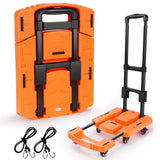 Voipvvii Folding Hand Truck500lbs, Portable Heavy Duty Dolly Cart, 6 Wheels Collapsible Luggage Cart with 2 Elastic Ropes - Comp