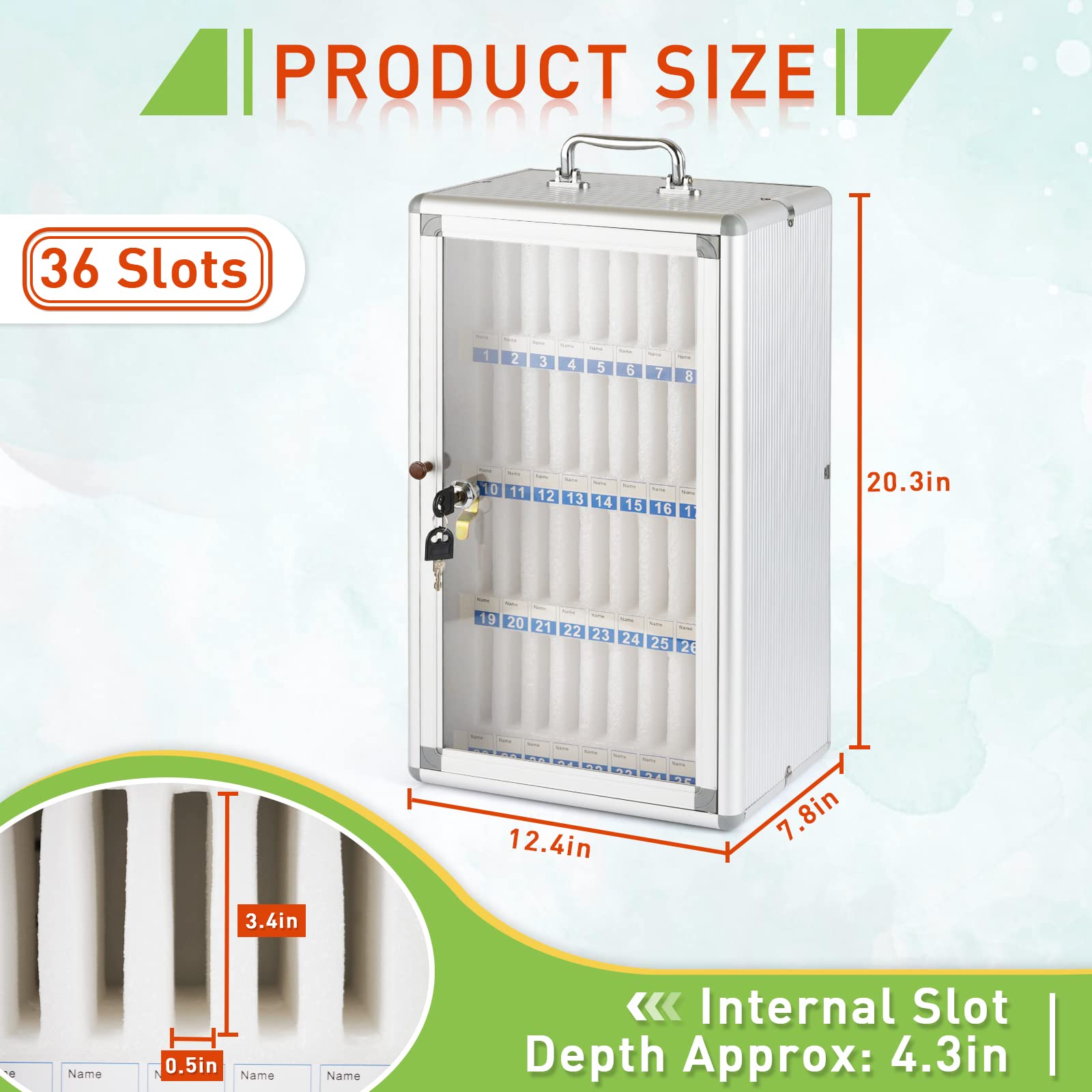 Loghot Aluminum Alloy Pocket Chart Cell Phones Storage Cabinet for Cell Phones,Wall-Mounted with a Locked,Can be Carried by Hand