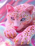 Meothan Diamond Painting Kits for Adults, 5D DIY Diamond Art Kits for Beginners, Pink Leopard Diamond Dots Kits Gem Arts Crafts 